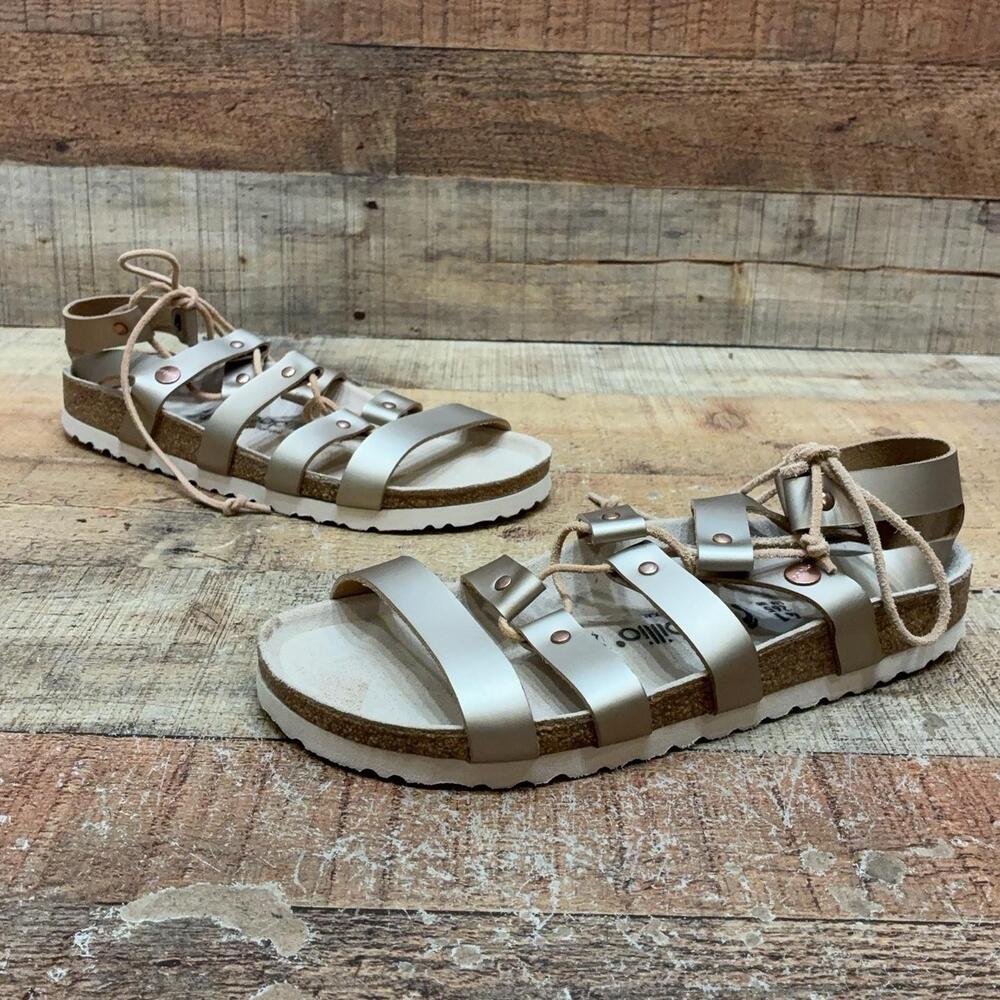 Papillio Sandals Womens Size 10 N 41 Gold Leather Gladiator Lace Up Comfort Shoe